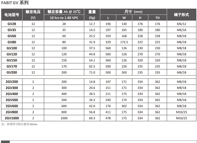 菲意特蓄电池GV系列