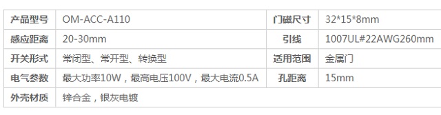 迈世动力环境监控门磁探测器OM-ACC-A110