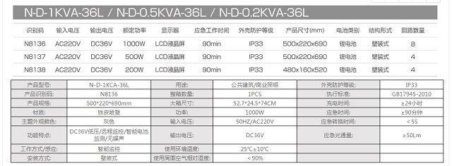 拿斯特壁挂式DC36V应急照明集中电源(锂电池)