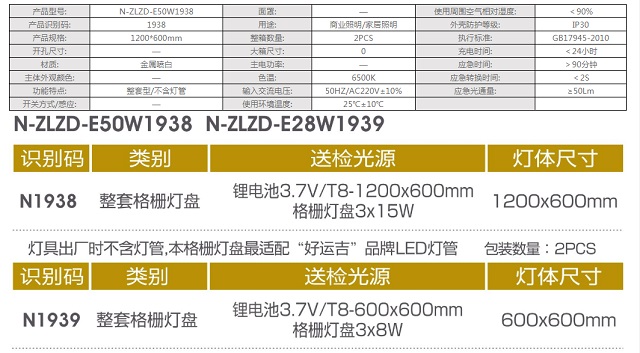 拿斯特3.7V锂电池T8格栅灯盘-自电自控系列光世界